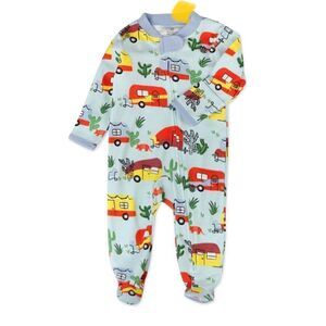 NWT Honest Company Camper Cactus Southwestern Blue Organic Zipper Footie 12 mont